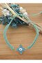 Nazar Beaded Enamel Macrame Bracelet - Turquoise - - 3