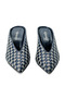 Knitted Leather Mule Heeled Slippers Z652 Napa Sedefli Navy Blue Gray C3116 - 3