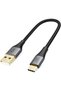 كيبل كريشن كيبل USB C قصير 0.8 قدم، شاحن نوع سي مزدوج مضفر خارجي USB A الى