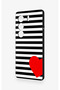 Tecno Camon 40 4g Compatible Striped Red Heart Pattern Silicone Case - 4