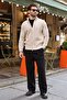 Stone Color Double Zipper Knitted Stand Collar Men's Knitwear Cardigan E7521 - 3