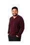 Men's Large Size Burgundy V-Neck Cotton Sweater 3Xl-4Xl-5Xl-6Xl - 2