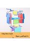 حامل تجفيف الملابس القابل للطي مع عجلات - حامل غسيل محمول بثلاث طبقات مع أذرع تعليق - 4