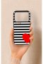 Xiaomi Mi 17 Pro 5g Compatible Striped Red Heart Pattern Silicone Case