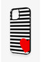 iPhone 15 Compatible Striped Red Heart Pattern Silicone Case - 4