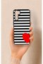 Oppo A91 Compatible Striped Red Heart Pattern Silicone Case - 4