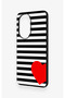 Honor 200 5g Compatible Striped Red Heart Pattern Silicone Case - 3