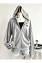 Gray Horseman Sweatshirt Zippered Cardigan - Printed Oversized Pocket Winter Hoodie - 3