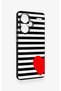 Redmi Note 13 Pro Plus Compatible Striped Red Heart Patterned Silicone Case