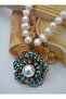 Special Design Necklace with Real Pearl Cord - White - - 2