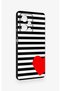 Redmi Note 12 Pro 5g Compatible Striped Red Heart Pattern Silicone Case