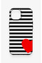 iPhone 15 Compatible Striped Red Heart Pattern Silicone Case - 2