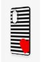 Huawei Nova 9Se Compatible Striped Red Heart Pattern Silicone Case - 3