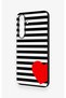 Samsung S25Fe Compatible Striped Red Heart Patterned Silicone Case - 4