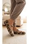 Women's Beige Leopard Rabbit Feather Buckle Casual Ballerinas 1 cm Byndtav01 - 6