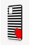 Samsung A51 Compatible Striped Red Heart Patterned Silicone Case - 2