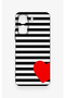 Redmi 13C Compatible Striped Red Heart Patterned Silicone Case