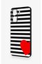 Redmi 13C Compatible Striped Red Heart Patterned Silicone Case - 3
