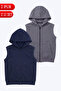 2-Pack Boys' 3-Thread Hooded Zippered Double Pocket Vest