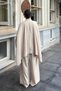Women's Beige Metal Belt Detailed Oversize Bat Sleeve Blouse Palazzo Pants Set - 4