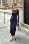Women's Black Lined Lace Fabric Dress