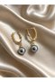 Women's Gray Pearl Ball Earrings - 4