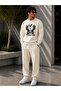 Men's Freedom Printed Crew Neck Regular Fit Men's Tracksuit Set / Straight Leg Bottom