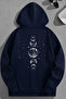 Unisex 3 Thread Cotton Navy Blue Moon Phases Print Loose Fit Sweatshirt Hoodie