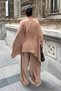 Women's Mink Metal Belt Detailed Oversize Bat Sleeve Blouse Palazzo Pants Set - 5