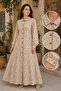 - Cream Printed Maxi Dress with Piping detailing collar and Balloon Sleeves