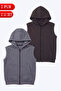 2-Pack Boys' 3-Thread Hooded Zippered Double Pocket Vest