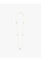 Natural Stone Detailed Long Dangle Thin Chain Necklace