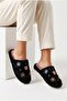 Women's Plush House Slippers Colorful Flower Embroidered Closed Toe Soft Sole Winter Comfortable Slippers Model - 3