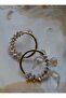 Stone hoop earrings - gold color - - 4