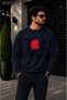 Men's Tokyo Japanese Brush Art Printed Cycling Round Neck Casual Sweatshirt