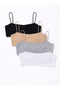 Women's Drawstring Strap Set of 4 Super Crop Blouses Black Mink Gray White - 2