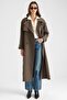 Oversized Water-Repellent Trench Coat with Cape and Epaulet Detail Haki̇ 6897 - 5