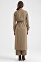 Long Trench Coat with Cape Detail and Bird's Eye Accessories, Water Repellent Feature Vi̇zon 6885 - 7