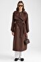 Oversized Water-Repellent Trench Coat with Cape and Epaulet Detail K. Brown 6897 - 2