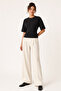 Waist-Fitted Cotton Knitted Blouse Lub0399 Black - 3