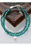 Pearl and Crystal Bracelet or Choker Necklace - Green - - 2