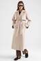 Long Premium Fabric Coat with Cape and Punto Stitching Detail Light Beige 3183 - 2