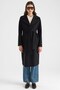 Stitched Detailed Medium Length Mono Closure Coat Black 3186 - 2