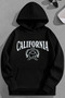 Unisex 3 Thread Cotton Black Califtennis Print Loose Fit Sweatshirt Hoodie