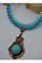 Cord Design Necklace - Turquoise - - 3