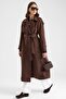 Oversized Water-Repellent Trench Coat with Cape and Epaulet Detail K. Brown 6897 - 3