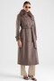 Long Coat with Detachable Fur Epaulettes and Cape Detail Latte 3184 - 5