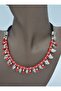 Czech crystal leaf necklace - red - - 3