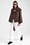 High Collar Wide Sleeve Water Repellent Short Trench Coat Brown 6894 - 5