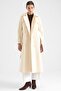 Long Coat with Detachable Fur Epaulettes and Cape Detail Ecru 3184 - 6